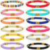 HYHONEY 12pcs Friendship Bracelets Beaded Bracelets Heishi Bracelet Cute Bracelets Stack Vinyl Clay Disc Bead Surfer Stretch Sum