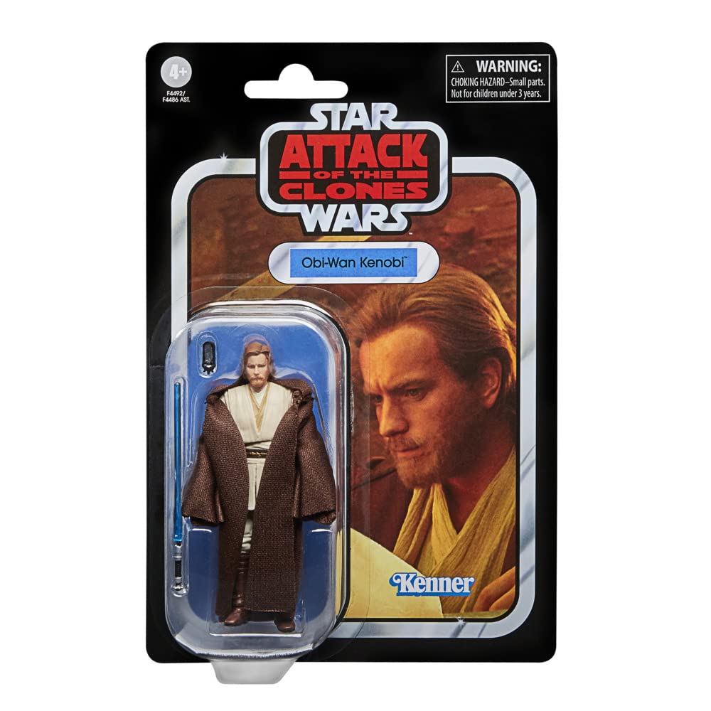 Star Wars The Vintage Collection Obi-Wan Kenobi Toy Vc31, 3.75-Inch-Scale Attack Of The Clones Action Figure, Toys Kids 4 And Up