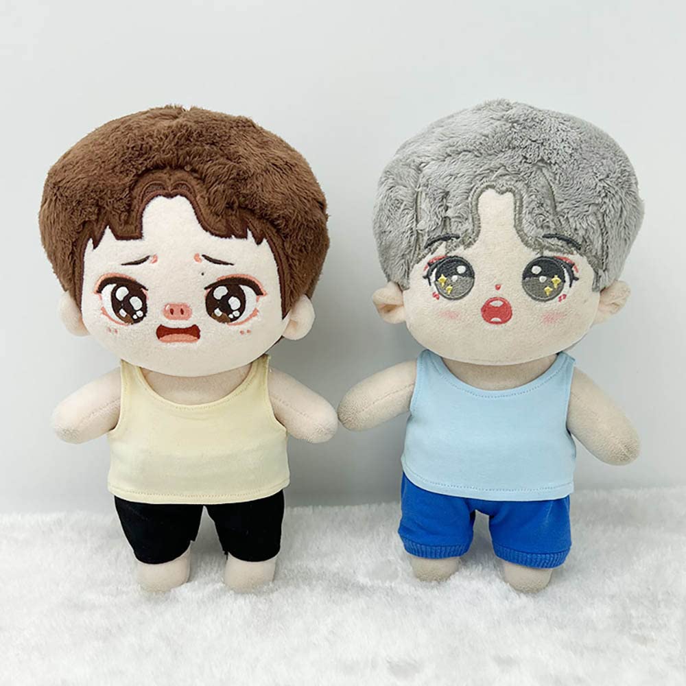 Niannyyhouse 10Cm Plush Doll Clothes Solid Color Vest Sleeveless T-Shirt Doll Dress Up (Light Blue+Blue, 10Cm)