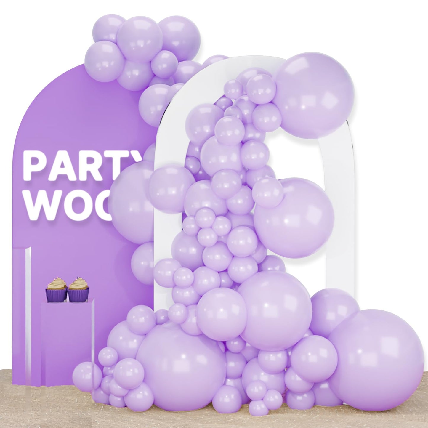 Partywoo Pastel Purple Balloons, 120 Pcs Pale Purple Balloons Different Sizes Pack Of 18 Inch 12 Inch 10 Inch 5 Inch For Purple Balloon Garland As Birthday Decorations, Party Decorations, Purple-Q10