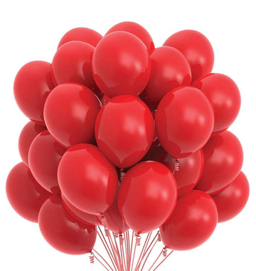 Prextex 75 Red Balloons For Valentine'S Day Party Decorations - 12-Inch Latex Balloons With Matching Ribbon For Decorating Arches, Bouquets, Weddings, Baby Showers, Outdoor Events