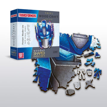 Trefl Transformers Wood Craft 500+5 Piece Jigsaw Puzzle Autobot: Optimus Prime Transformers Irregular Shapes, 50 Special Puzzles