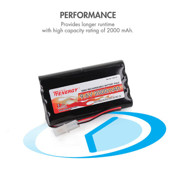 Tenergy 9.6V Flat NiMH Battery Packs for RC Car, High Capacity 8-Cell 2000mAh Rechargeable Battery Pack, Replacement Hobby Batte