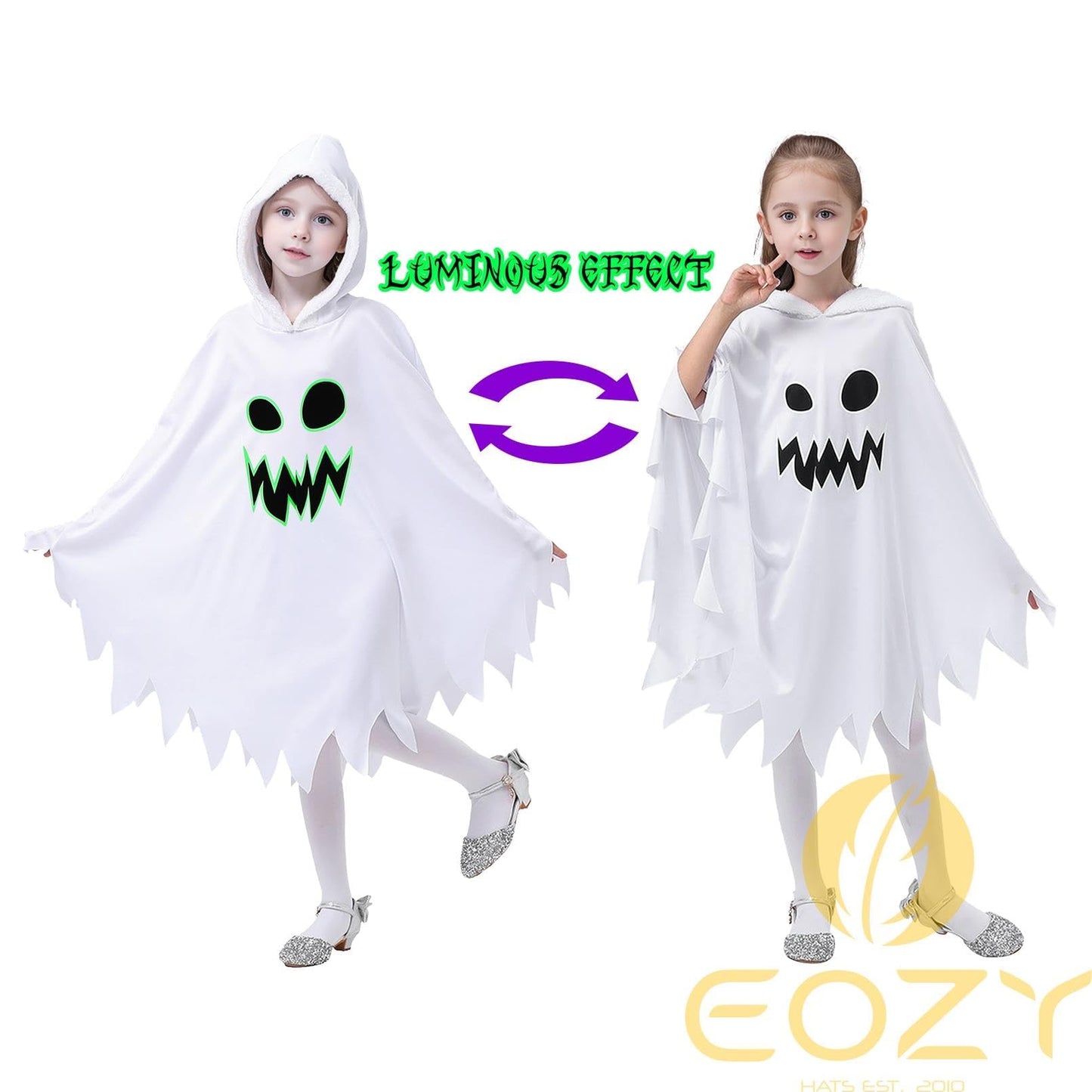 Eozy White Ghost Costume Kids Girls Halloween Scary Cosplay Fancy Dress