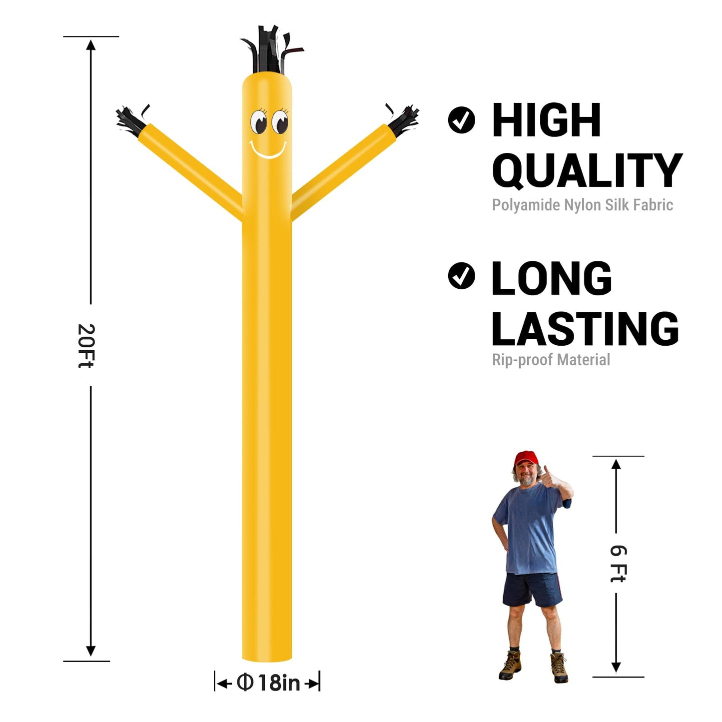 Mounto 20Ft 18Inch Fly Puppet Dancer Tube Man Fly Guy Puppet Dancer(Yellow)