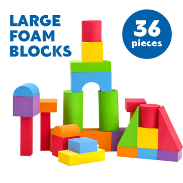 Pairez Toys Large Building Blocks For Toddlers 2-3, Big Foam Building Blocks, Baby Bath Toys, Soft Stacking Blocks Set, Montessori & Sensory Learning Toys For 18+ Month Old Boys & Girls (36Pcs)