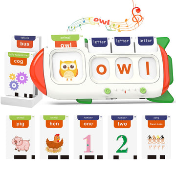 Qutz Talking Flash Cards – Cvc Word Spelling Games, Preschool Learning Activities Learning Toy, 107 Words Letter Matching Games, Abc Alphabet Flash Cards, Educational Toy For Toddler 3 4 5 6 Year Old