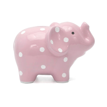 Child To Cherish Ceramic Polka Dot Elephant Piggy Bank For Girls, Pink