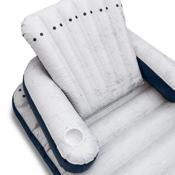 COMFY FLOATS Corona Adirondack Pool Chair Float - Extra Large, White, PVC, Model 54405, with Back, Leg & Arm Rests, Cup Holder for Adults