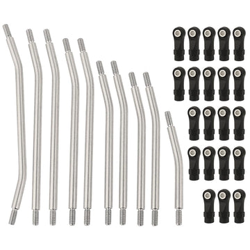 RZXYLRC 313mm Wheelbase 10Pcs Stainless Steel Link Rod Linkage for 1/10 RC Axial SCX10 II AX90046 AX90047 Rock Crawlers Metal Up