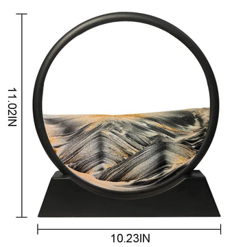 Muyan Moving Sand Art Picture Sandscapes in Motion Round Glass 3D Deep Sea Sand Art for mature-themed Kid Large Desktop Art Toys (Black  12 Inch)