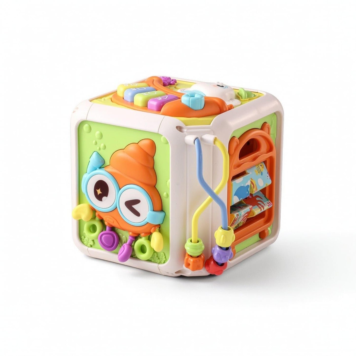 Interactive Learning Cube With Sea Creature Theme MultiSided Motor Skills Toy With Beads Sensory Activity Polyhedron Educationa