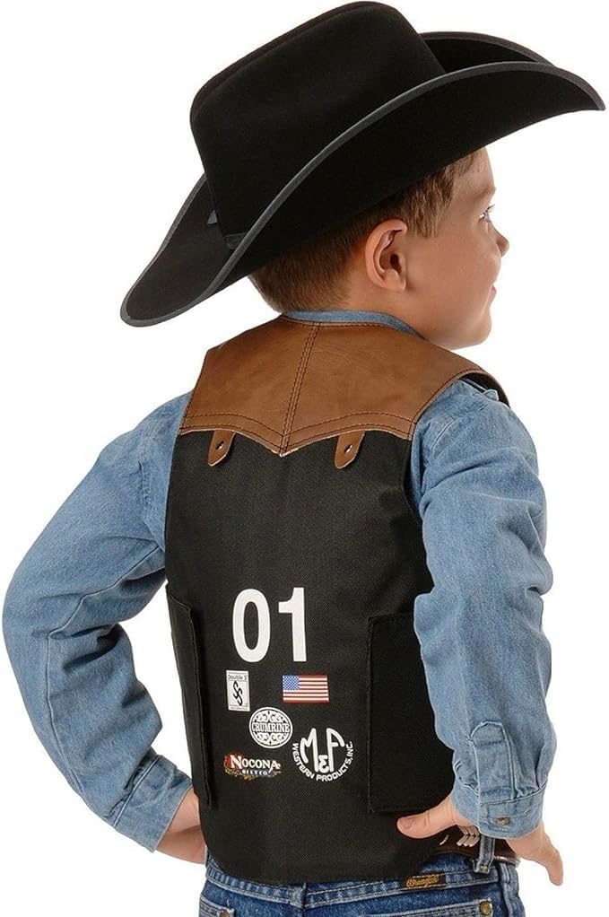 M & F Western Kids' Bull Rider Play Vest 2-10 Years, Black, Large