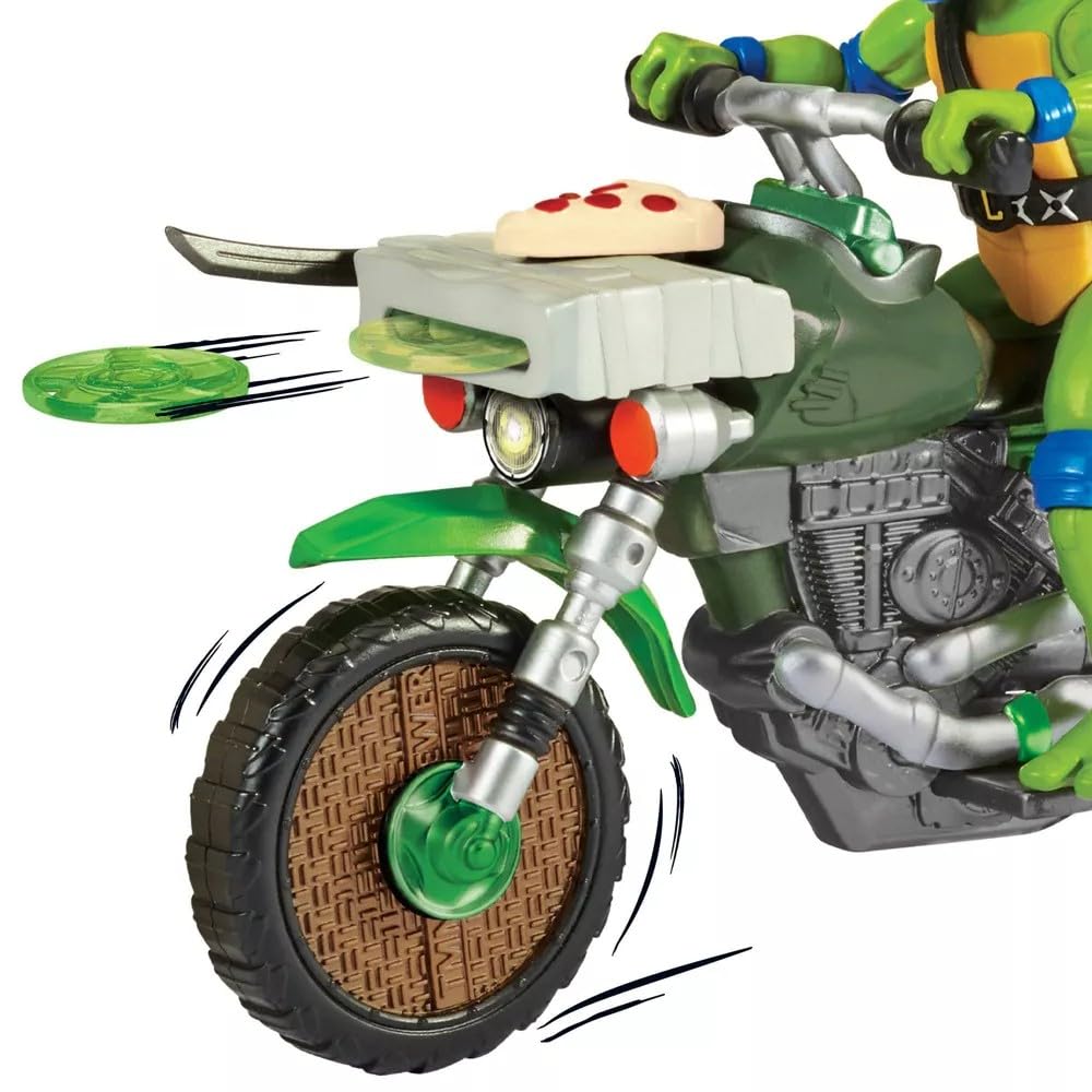 Teenage Mutant Ninja Turtles Ninja Kick Cycle with Exclusive Leonardo Figure, 4.5 Inch, Multi Color, Model 83431CO, Plastic