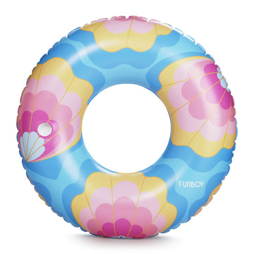 Funboy Giant Inflatable Mermaid Shells Tube Float, Donut Style Pool Float, Luxury Raft For Summer Pool Parties And Entertainment Large