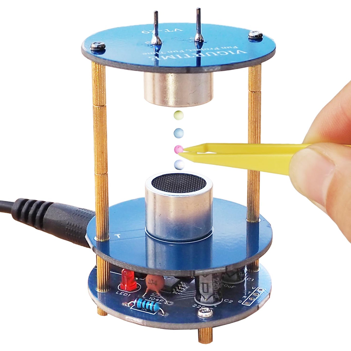 VIGURTIME DIY Ultrasonic Suspension Solder Kit, Mini Levitator, Plastic, Blue, VT-29, STEM Project for Soldering Practice and Learning