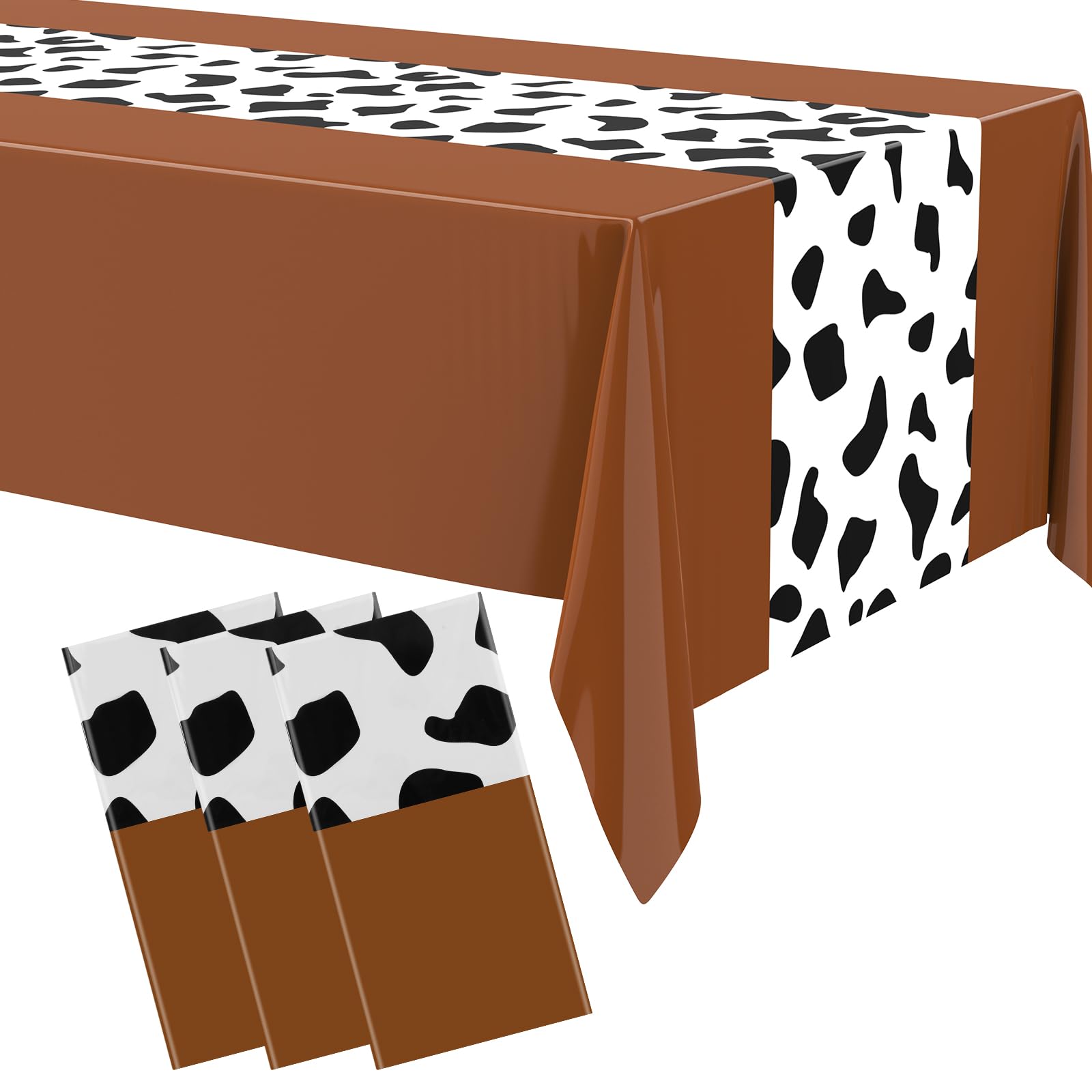Remagr 54 x 108 Inch Cow Tablecloth for Party Decor Western Table Cloth Cowboy Print Plastic Rustic Table Runner Highland My Fir