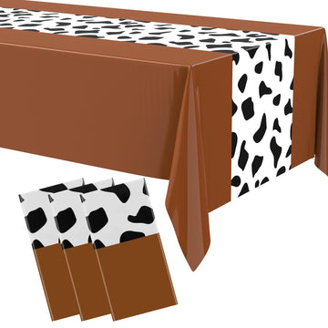 Remagr 54 x 108 Inch Cow Tablecloth for Party Decor Western Table Cloth Cowboy Print Plastic Rustic Table Runner Highland My Fir