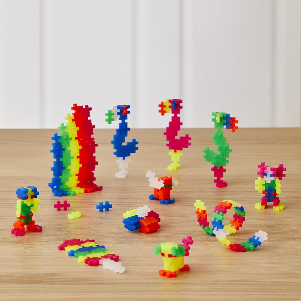 Plus-Plus - 2,400 Pieces In Storage Tub - Basic, Neon & Glitter Mix W/ 2 Baseplates - Construction Building Stem/Steam Toy, Kids