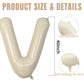 40 Inch Cream Letter Balloons, Large V Letter Balloons Foil Helium Balloons, Mylar Big Single Alphabet V Balloons, Cream Balloon