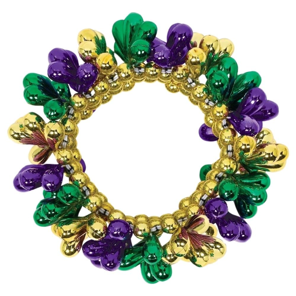 Amscan Mardi Gras Bracelet - 7'' - 1 Pc. - Vibrant Multi-Color - Ideal For Festivities, Parties & Gifting