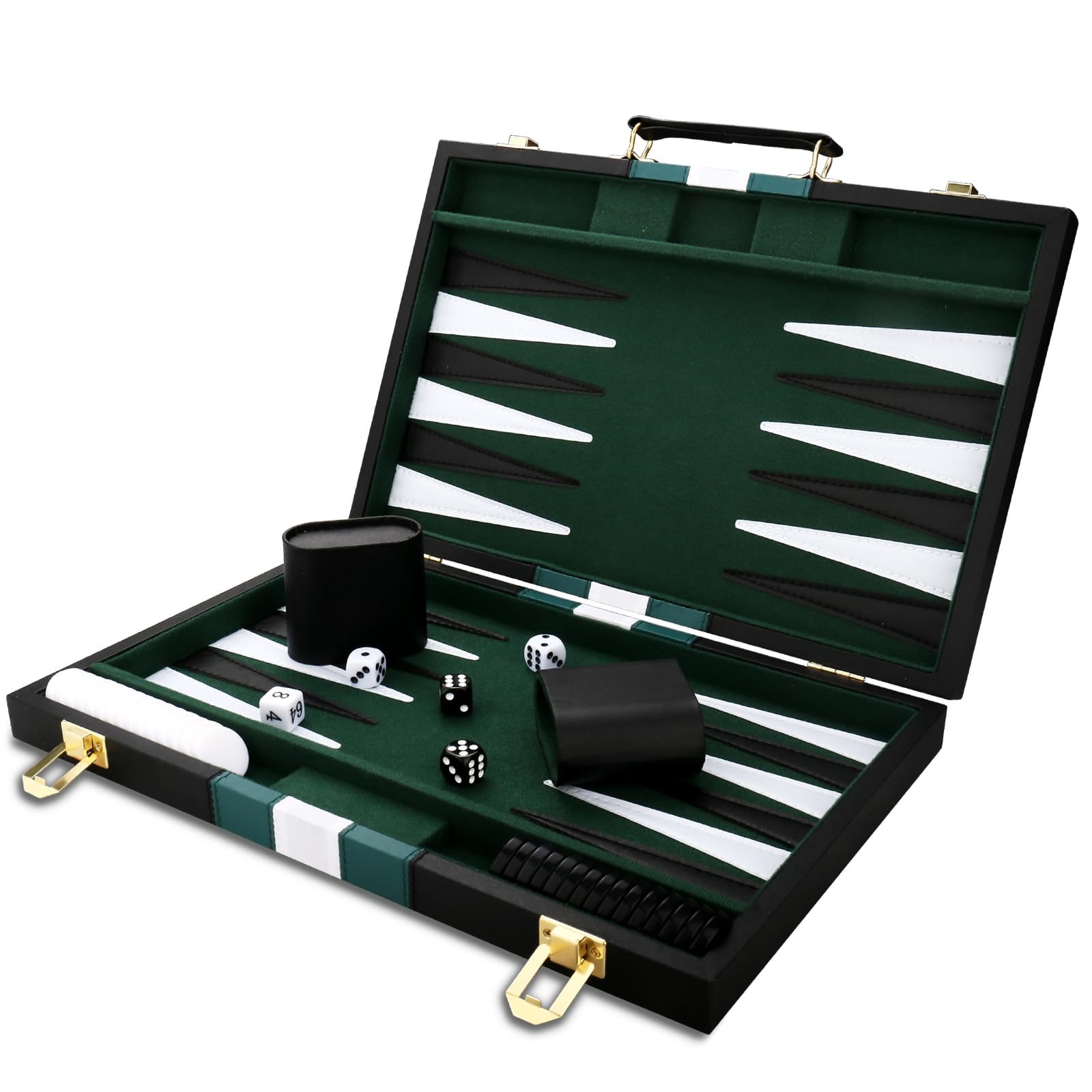 Backgn Set - Classic Board Game with enhanced Leather Case - Portable Travel Strategy Backgn Game Set for mature-themeds  Kids (11inch  Black)