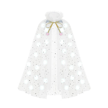 HSCTEK Light Up Princess Cape, White Princess Dress up Tulle Cape, Coloful Princess Outfit Costume Accessories Kids Toddlers Gir
