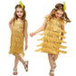 Girl's 1920s Flapper Costume Dress Fringe Tassel Gatsby 20s Halloween Party Concert Music Festival Outfits Dancewear Headband Se