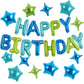TONIFUL 35PCS Blue Green Happy Birthday Decorations Kit 16 Inch Happy Birthday Balloon Banner with Star Balloons Mylar Foil Birt