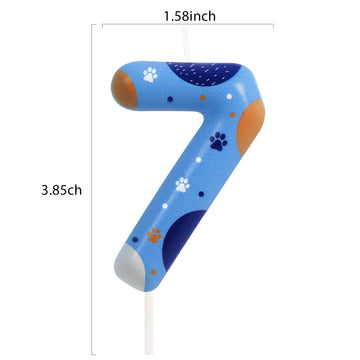 ElekFX Blue Dog Paw Birthday Candles, Number 7 Paw Print Birthday Party Supplies, 2.76 inch Paw Cake Topper Decorations, Birthda