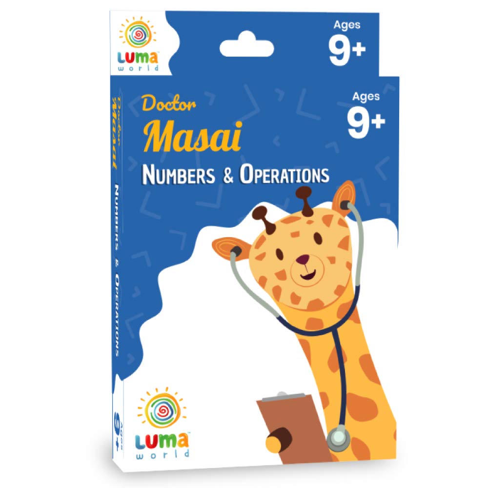Luma World Doctor Masai Educational Game Mental Maths Flash Cards with Magic Glass for 9+ Years to Learn Standard 4 Numbers, Ope