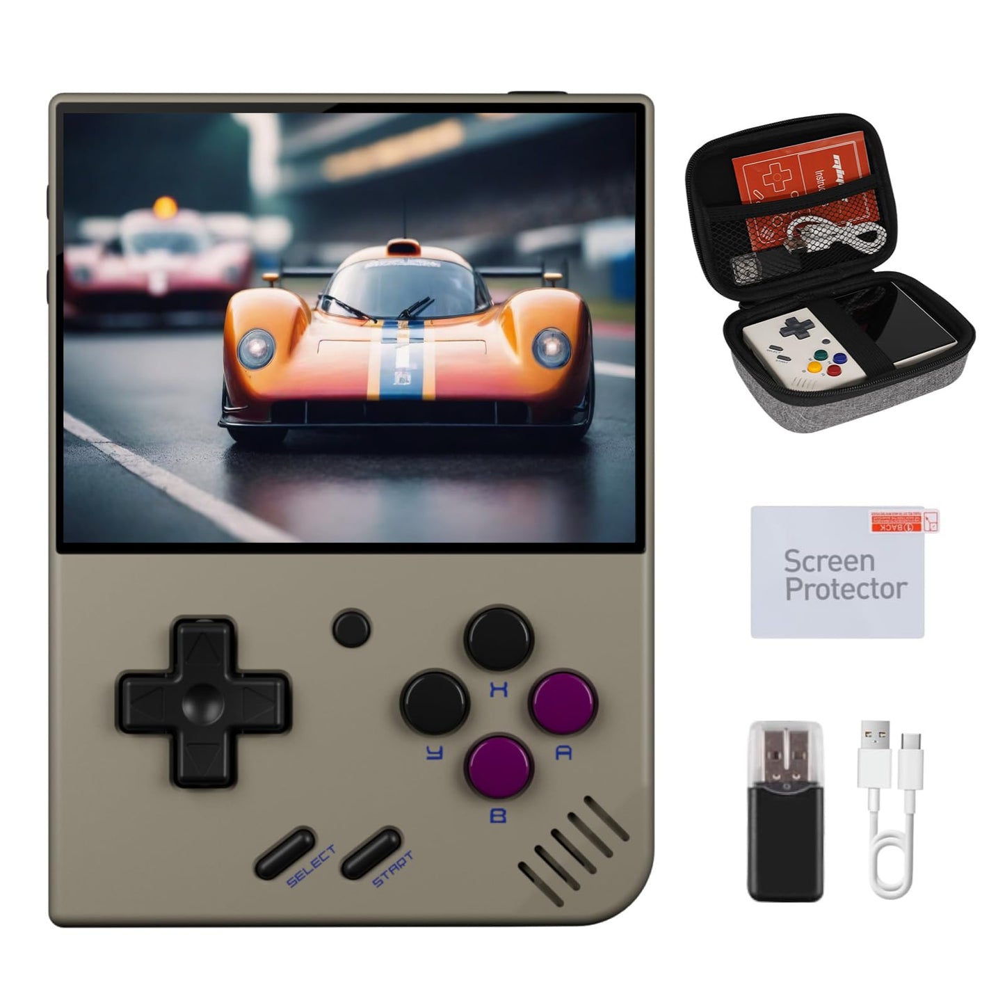 Miyoo Mini Plus, Retro Gaming Console With 64G Memory Card, 3.5-Inch Ips Screen, 3000Mah Long Endurance Battery,With Storage Cas