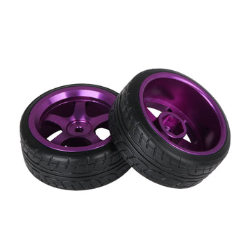 Mxfans 4 Aluminum 5 Spoke Purple Wheel Rim & 4 Black Tyre for RC1:10 On-Road Car