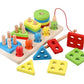 Smoneo 2 In 1 Wooden Blocks Puzzle Sorting And Stacking Socket Fishing Pole Game Play Set Early Education Learning Toy For Kids 
