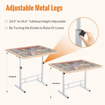 Puzzle Table With Drawers And Legs Height Tilting Adjustable For 1500 Pieces, Portable Jigsaw Puzzle Tables For Adults And Elder
