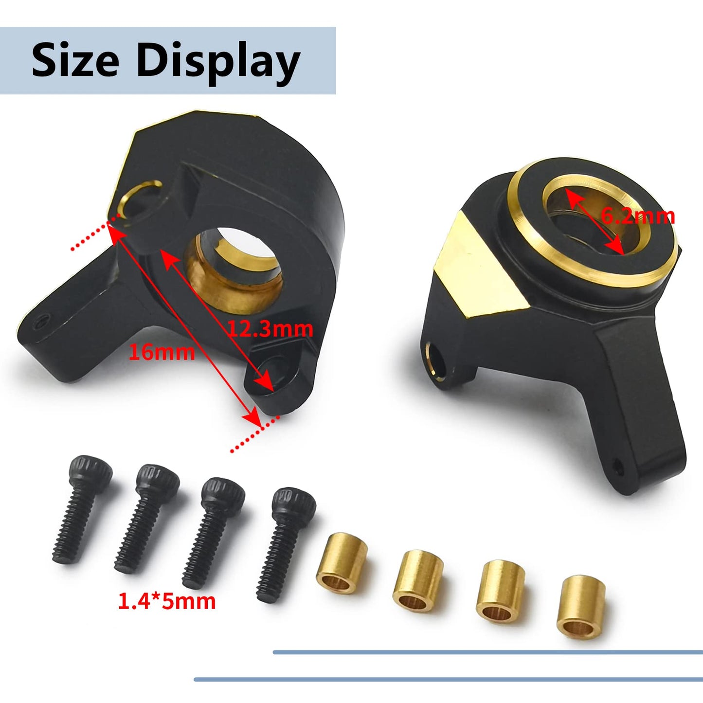 MORLORDY 2Pcs RC Brass Front Steering Knuckles for 1/24 RC Crawler Car SCX24 Upgrades Accessories, Black