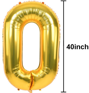 Toniful 40 Inch Gold Large Numbers Balloons0-9,Number 5 Digital Helium Balloons,Foil Mylar Big Number Balloons For Birthday Part