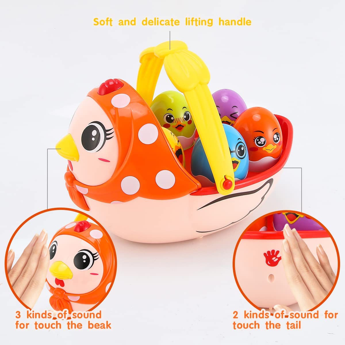 Linseyfun Baby Easter Egg Toy Basket, 6Pcs Matching Eggs, Easter Musical Eggs For Babies Toddlers, Easter Basket Ideas For 1 2 3