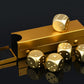 DS.DISTINCTIVE STYLE Aluminum Alloy Dice 5 Pieces 16mm Portable Metal Dices with Case 6 Sided Dice for Party Game (Gold Rectangl