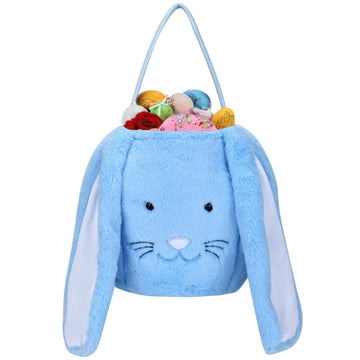 Xinblueco Plush Easter Bunny Basket Easter Buckets With Long Plush Ear Personalized Egg Hunting Easter Bags,Bunny Easter Tote Ba