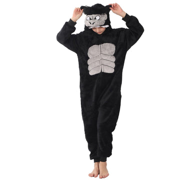 WAFUNNE Animal Onesie Costume for Kids Child Boys Girls Womens Mens Cosplay Halloween Costumes Easter Onesies Black Gorilla XL(17-18years)