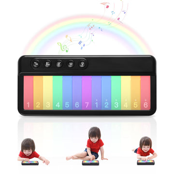 Foki Toddlers Travel Toys, Light Up Mini Kids Keyboard Pocket Piano Preschool Learning Musical Small Toddler Music Kindergarten