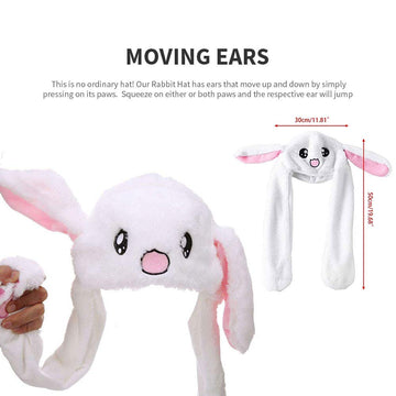 Eutuxia Rabbit Hat with Moving Ears, Funny Soft Plush Moveable Bunny Cap