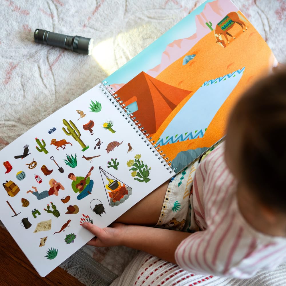 Camping Stickers + Coloring Book (500+ Animal Stickers for Kids & 12 Coloring Pages)- Side by Side Sticker Activity Book - Fun S