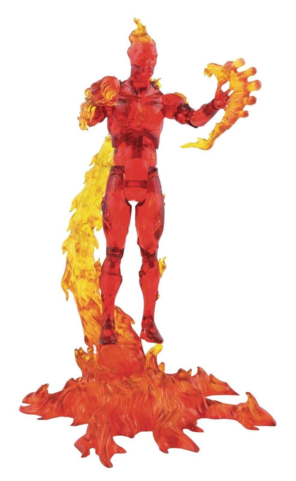 Diamond Select Toys Human Torch 7Inch Action Figure with SidePanel Artwork and 16 Points of Articulation