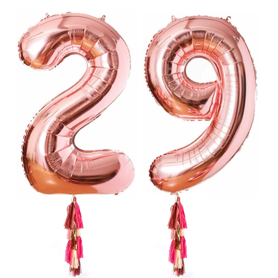 Party Town 16 Inches Rose Gold Number Helium Foil Balloons For Birthday/Anniversary Party Decoration (Number 29)