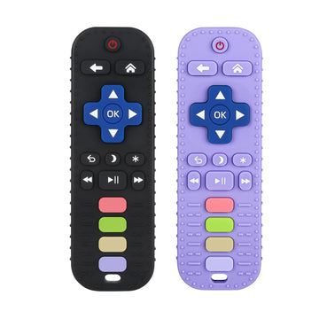 Chuya Baby Remote Control Teether Toy Chew Toy for Babies 0-24 Months Teething Relief Baby Toys for Infants Black+Purple