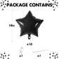 Feyg Black Star Balloons, 10 Pcs, 18 Inches, Foil, Self-Sealing, For Helium, Party Decorations, Anniversary, Graduation, Wedding