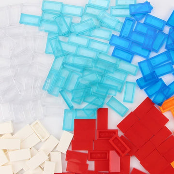 Feleph 1×2 Tile ×700 Parts And Pieces Flat Bricks, Multicolored Bulk Building Blocks For Smooth Surface Wall Floor, Toy Accessories Compatible With Major Brands