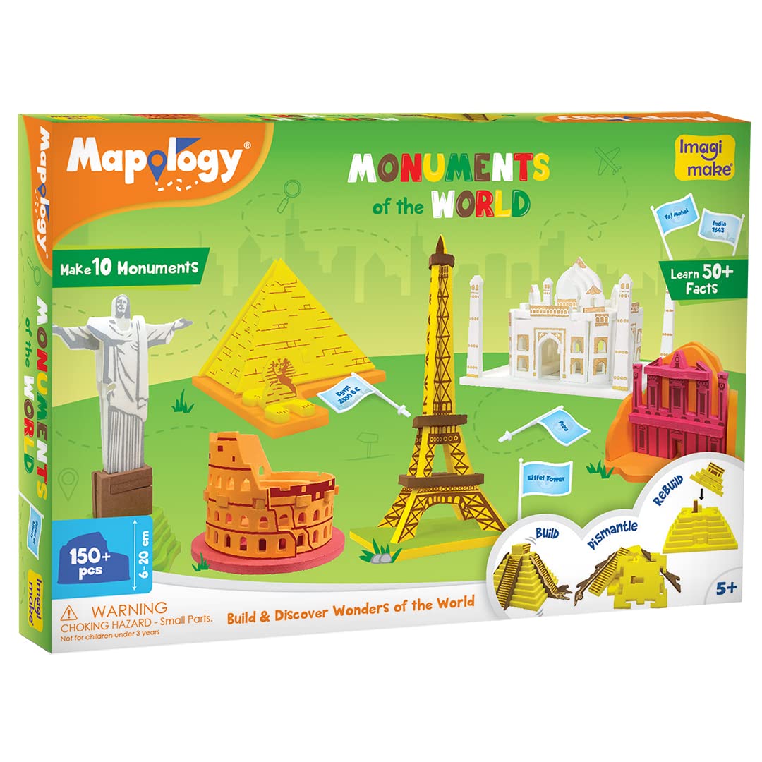 Imagimake Mapology Monuments Of World | 3D Puzzles For Kids Ages 8-10 | Learning & Educational Toys For Kids 5-7 | Puzzles For K